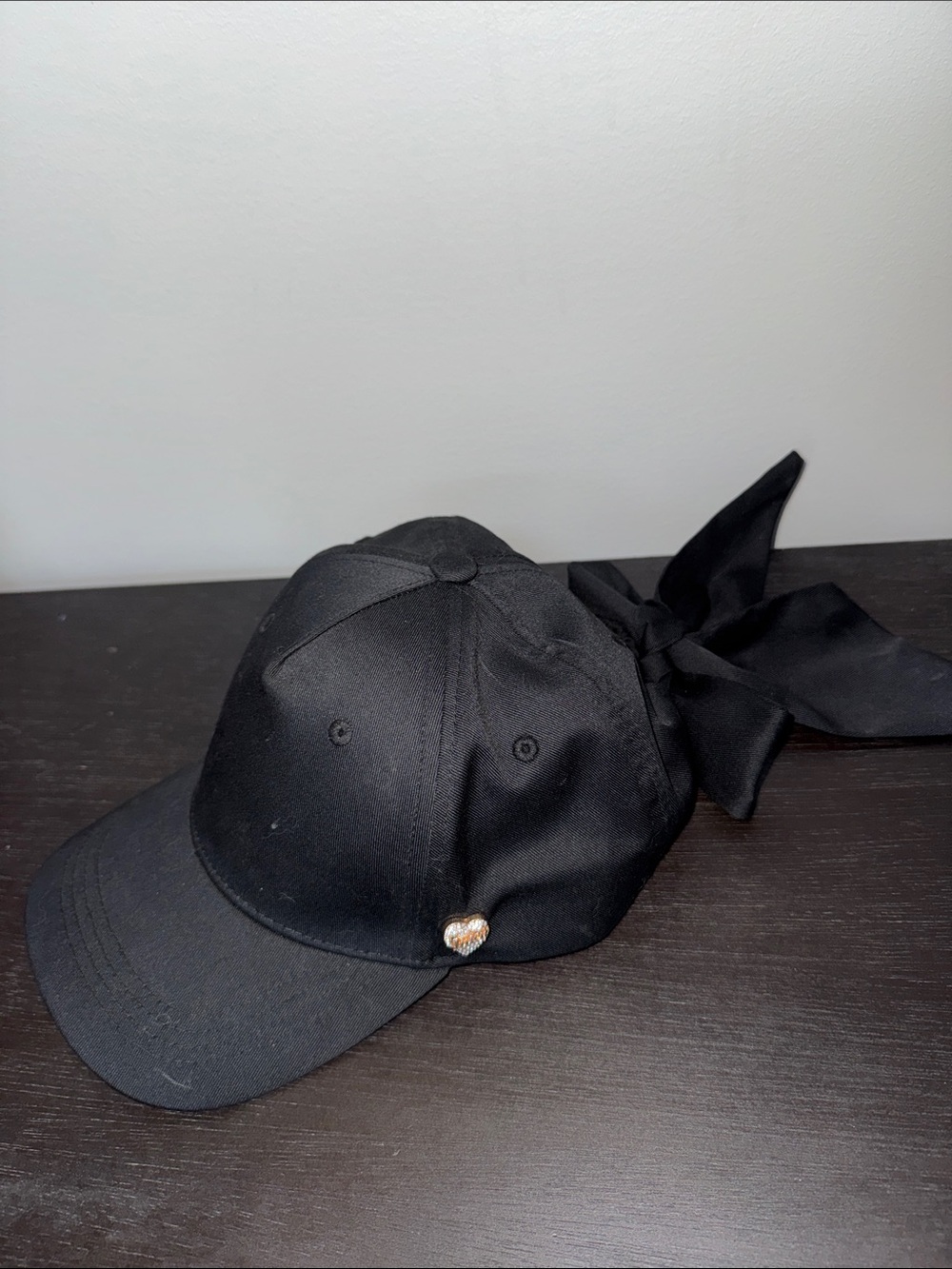 Juicy Couture Black Ribbon Baseball Cap with Heart Charm